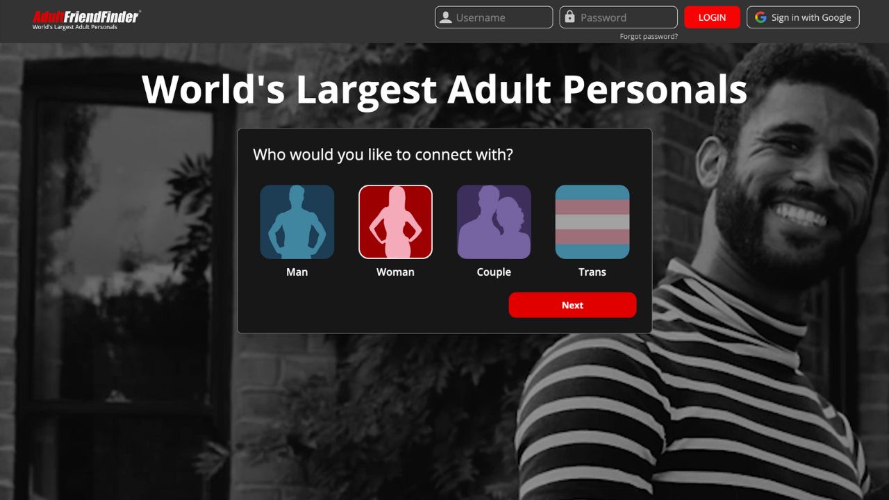 AdultFriendFinder main page